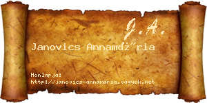 Janovics Annamária névjegykártya